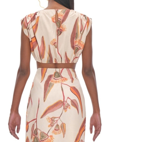 NWT Andrea Iyamah Halima Crop Top Resort Wear Cover Up Eucalyptus Leaves Sz S - Picture 4 of 15